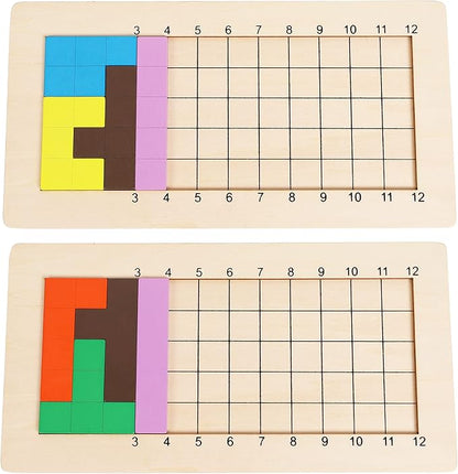 Wooden Pentominoes Puzzle Games - Family Board Games for Kids and Adults- Tangram Geometry Math Pattern Blocks Toys for 6 Years Montessori Learning Toys - Smart IQ Math Brainteaser Puzzle