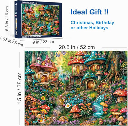 500 Piece Puzzles for Adults Mushroom Village 20.5 x 15 Inch 500 Piece Jigsaw Puzzles for Kids Adults Puzzles 500 Pieces for Adults Holiday Educational Challenge Toy