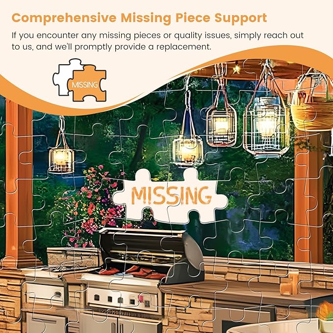 500 Piece Puzzles for Adults, Cozy Flowers Garden Patio with Fireplace Jigsaw Puzzle, Fun and Challenging Puzzle for Family Time, Relaxing Gift for Adults, Kids, Seniors, 20.5 x 15 in