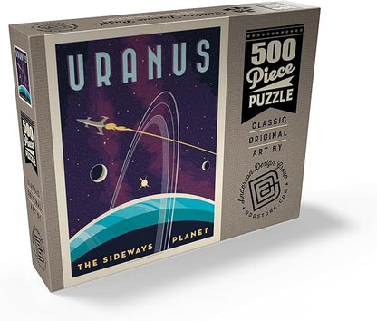 MyPuzzle Uranus: The Sideways Planet, Vintage Poster - Premium 500 Piece Jigsaw Puzzle for Adults