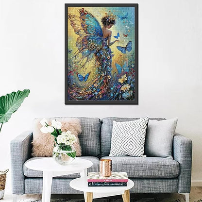 Tucocoo Beautiful Pixie Fairy Jigsaw Puzzles for Adults 1000 Pieces, Blue Butterfly Elf Art Jigsaw Puzzle 20 x 27 Inch Colorful DIY Puzzles for Home Decoration, Family Puzzle Perfect for Game Nights
