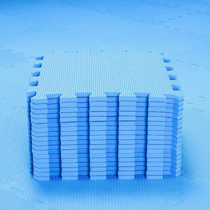 qqpp EVA Rubber 18 Tiles Interlocking Puzzle Foam Floor Mats - Baby Play Mat for Playing | Exercise Mat for Home Workout. Blue. QC-Gb18N