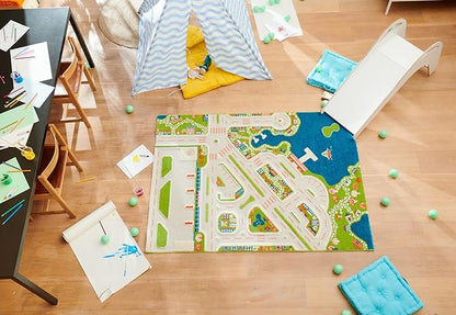 IVI Mini City Thick 3D Kids Play Mat Rug, 71" L x 53" W, Non-Toxic, Stain Resistant, Educational Montessori Activity Toys for Kids