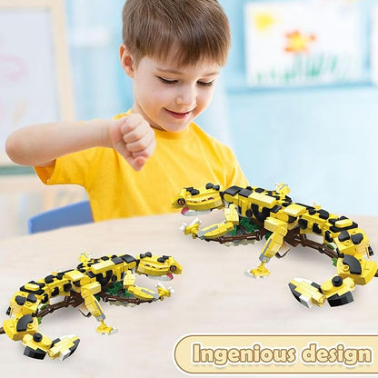370 PCS Micro Brick Leopard Gecko Building Sets,Reptile Lizard Building Kit, Animals Botanical Collection Model for Adult Toys,Home Decor and Office Art Creative Gift,for Teens Ages 6+ Kids
