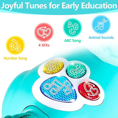 iPlay, iLearn Dinosaur Baby Musical Toy, Infant Crawling Toys for 6-9 9-12 12-18 Month, Baby Tummy Time Toddler Musical Light Toy for Age 0-2, 1 Year Old Boys Girls 1st Birthday Gift - Dinosaur