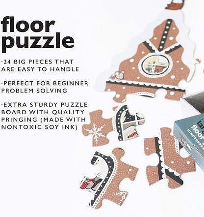 Wee Gallery Floor Puzzle, 24-Piece Jumbo Jigsaw Puzzles for Toddlers, Early Learning Activity, Cognitive and Fine Motor Skills Development, Learning Toys for Toddlers, Gingerbread House