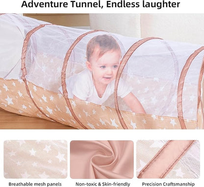 3-in-1 Kids Play Tent with Tunnel & Ball Pit for Toddlers 1-3, Indoor Outdoor Playhouse, Easy Pop Up, Portable Play Tents for Toddlers