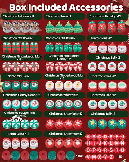 Christmas Polymer Clay Beads, 10mm Heishi Spacer Beads for Jewelry Making, Mixed DIY Crafts Supplies for Bracelet, Necklace, Earrings, Hair Accessories and Holiday Crafts