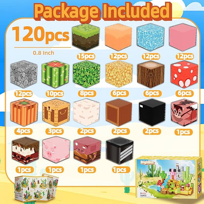 Magnetic Blocks, 120PCS Magnetic Building Blocks Cubes for Kids Ages 3+, STEM Sensory Educational Toys Birthday Set for Kids Toddlers