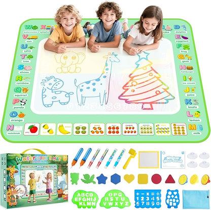 Water Doodle Mat 40 X 32 Inches Mess Free Coloring Magic Drawing Mat Toddlers Educational Toys,Birthday Christmas Gifts for 3 4 5 6 7 8 Years Old Boys Girls