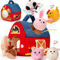 hahaland Baby Toys 6-12 Months - Surprise Barn Stuffed Farm Animals, Rattle, Crinkle, Mirror, Montessori Toys for 6 Month Old Babies Sensory Balls Toddlers 1-3 Gifts Christmas Baby Stocking Stuffers