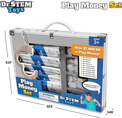 Dr. STEM Toys Play Money for Kids: Durable Boxed Set Provides 400 Pieces of Realistic Fake Money Bills & Fake Coins for Pretend Play, Helps Kids Learn Financial Responsibility & More