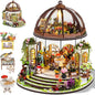 Miniature House Kit Hanging Garden, DIY Miniature Dollhouse Kit for Adults with Furniture & LED Lights, Wooden Craft Gifts for Adults Women Teens