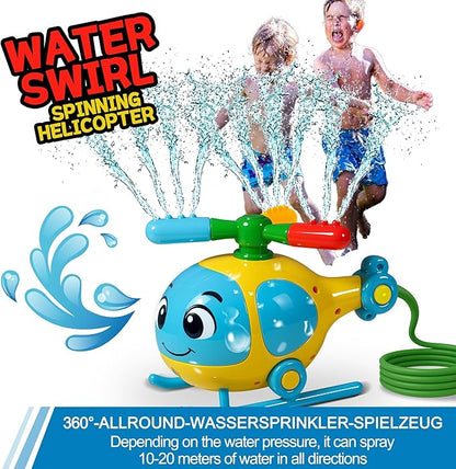 Sprinkler for Kids Outdoor Water Toys, Helicopter Kids Sprinkler Toys, Water Powered for Yard, Lawn & Garden – Water Play for Summer Outside Fun for Girls Boys Ages 3-12, Ideal Birthday