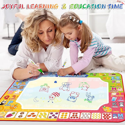 Water Doodle Mat 32 x 24 Inches Kids Water Painting Doodle Drawing Mat Toy Writing Free Coloring Extra Large Magic Educational Toys for Boys Girls Age 3 4 5 6 7 8 Year Old Christmas Birthday Present