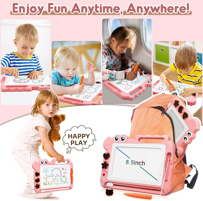 AiTuiTui Magnetic Drawing Board Toddler Toys Gift for Girls Boys, Color Sketch Writing Scribble Doodle Pad Travel Games, Educational Learning Kids Toys for Toddlers Birthday (Pink)