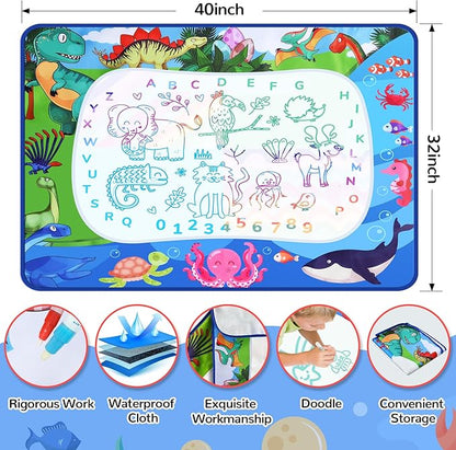 Water Doodle Mat 40 x 32 Inch Painting Doodle Toddler Toys, Water Drawing Mat, Large Magic Drawing Doodling Mat Educational Toys for Kids Age 3 4 5 6 7 Toddler Boys Girls Christmas Birthday Gifts