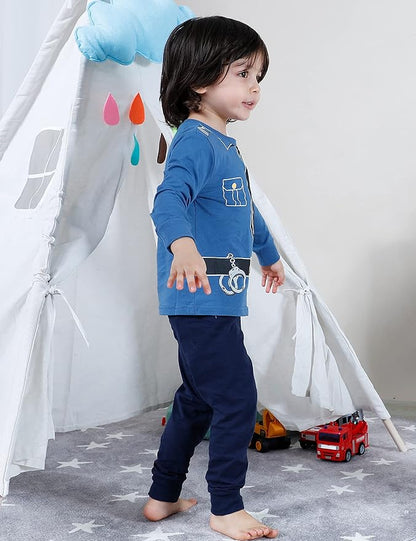A&J DESIGN Pure Cotton Printed Pjs for 2-14 Years Kids, 2-Piece Long-Sleeved Pajamas Set