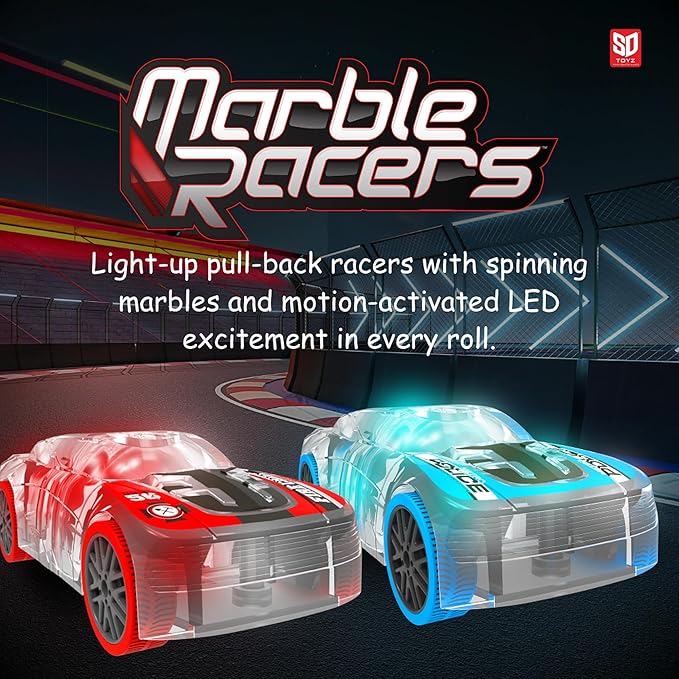 No. 19, LED Light Up Pull Back Race Car, Toy Vehicle for Kids 3 and Up