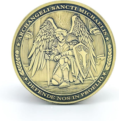 The Archangel Michael Challenge Coin Christian Coin Bible Verse Angel Coin As Catholic Gifts (Pack of 3)