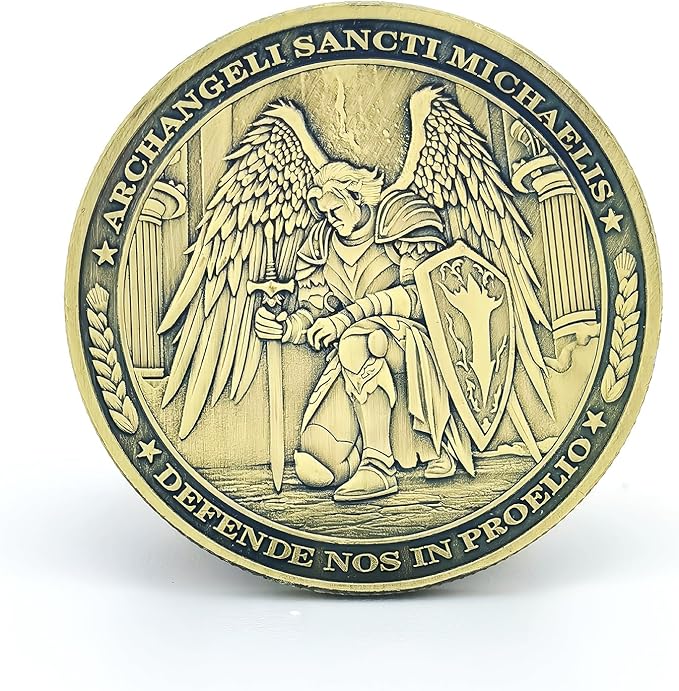 The Archangel Michael Challenge Coin Christian Coin Bible Verse Angel Coin As Catholic Gifts (Single Coin)