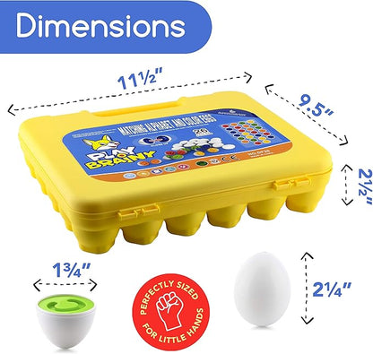 Play Brainy Montessori Alphabet Matching Eggs, 26 Pc. ABC Letter Set, Educational Early Learning Toys and Shape Recognition Sorter Puzzle for Toddlers and Preschool Students, Easter Gift