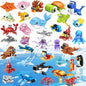 36 Pack Party Favors for Kids，Mini Ocean Animals Building Blocks Set ，Prize Box Toys for Kids Classroom, Easter Birthday Christmas Goodie Bag Fillers, Creative STEM Building Toys for Ages 6-12