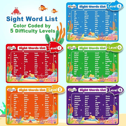 Wooden Magnetic Sight Word Fishing Game for Toddlers, Alphabet Fish Catching Games Puzzle with Letters, Homeschool Sight Word Educational Toy for Age of 3,4,5,6 Year Old Kids, Boys & Girls