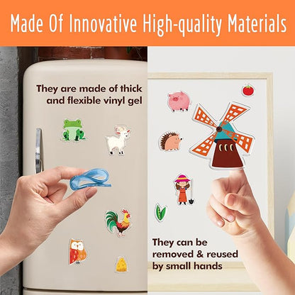 38PCS Farm Animal Jelly Stickers, Thick Window Door Clings Removable Reusable Gel Clings Decals for Kids Toddlers Adults Home Classroom Nursery Animal Party Supplies Decorations (Not Edible)