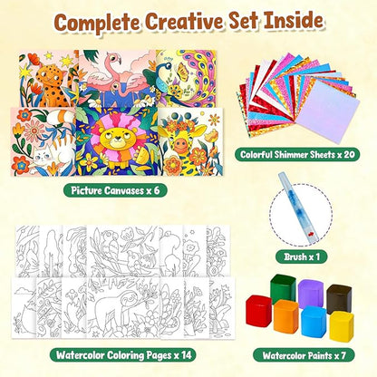 JoyCat Paint with Water Coloring Books, Art & Craft Activity, No Mess Art for Kids Ages 4-8, Craft Kits & Supplies, DIY Creative Activity, Presents for Girls & Boys (Animals)