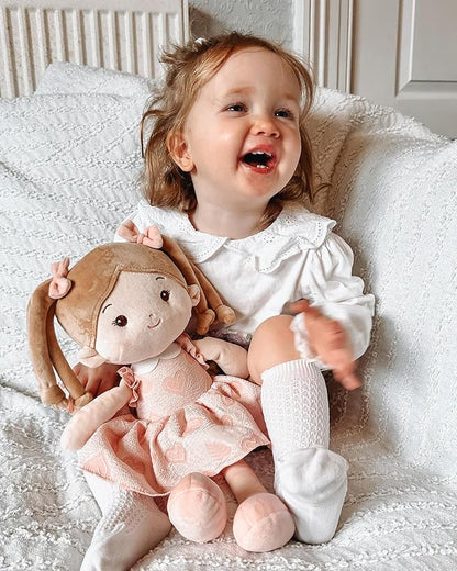LeyaDoll Soft Baby Doll Toys (16''), My First Baby Rag Doll for 1 Year-Old Girl Birthday Gift, Christmas Plush Toys Gift for Toddler Kids Infants -Sweetheart Girl