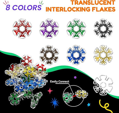 Building Chips of Snowflakes, Translucent Interlocking Discs Toy, Learning Construction Block Toys, 240PCS STEM Brain Development Playset for Girls and Boys Aged 4+