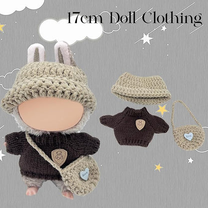 2025 New Clothes for Doll, Handcrafted Crochet 3-Piece Outfits Set for 5.91-6.7 in (15-17cm) Dolls, Cute Accessories for Doll, Stylish Outfit for Boys Girls Birthday Collectors