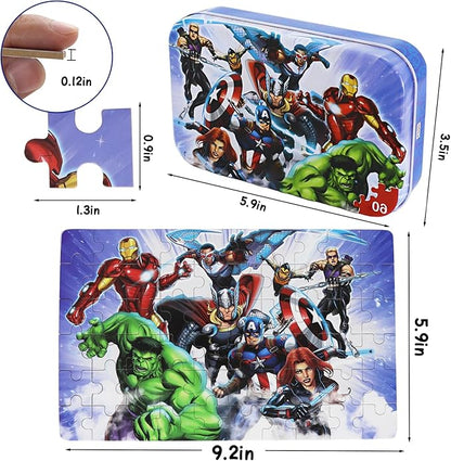 Puzzles for Kids Ages 4-8,60 Piece Puzzles for Kids in a Metal Box, Educational Jigsaw Puzzles 60 Piece Puzzle Games Puzzle Toys Childrens for Girls and Boys (0665)