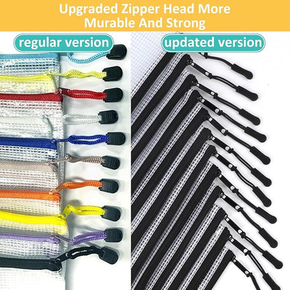 12pcs Mesh Zipper Pouch Bags, Puzzle Bag for Organizing, 8 Size Classroom Must Have Storage Bag, File Bags for School, Board Games and Office Supplies