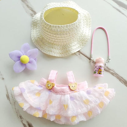15cm & 17cm Doll Clothes Outfits Set - Premium Dress Up Bundle with Exquisite Accessories | Soft Fabric Fashion Doll Costume for 15-17cm Dolls (Pink Skirt-4)