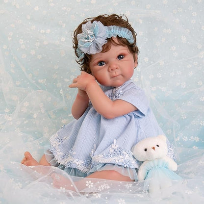 Reborn Baby Dolls Clothes Girl Blue Baby Doll Clothes 17-20 Inches Doll Outfits and Accessories for Newborn Girl