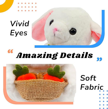 Hopearl Talking Bunny Repeats What You Say Rabbit with Carrots Nodding Electric Interactive Animated Toy Speaking Plush Buddy Gifts for Toddlers, White, 7''