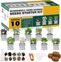 10 Herb Seeds Garden Starter Grow Kit with White Pots, Markers, Nutritional Soil, Watering, Herb Clipper, Complete Indoor Potted Plant Growing Set for Kitchen DIY