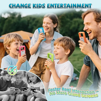 QUOLIX Walkie Talkies for Kids 3 Pack Rechargeable with SOS/NOAA/VOX Hands-Free, Durable Kids Walkie Talkies for 3-12 Year Old Boys Girls, Outdoor Backyard Camping Trio Family Fun Birthday Gifts
