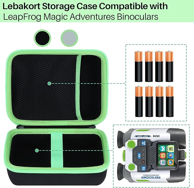 Storage Case Compatible with LeapFrog Magic Adventures Binoculars (Gray+Apple Green Case)