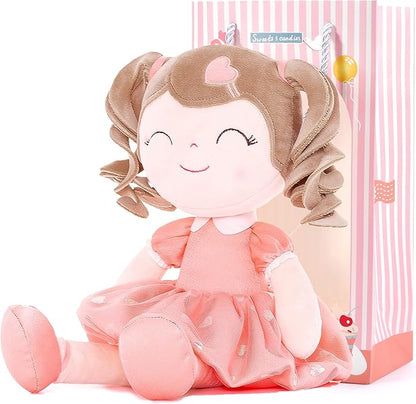Gloveleya Baby Doll Gifts Plush Curly Girl Toys with Love 16" Orange