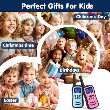 QUOLIX Walkie Talkies for Kids 3 Pack, Rechargeable Kids Walkie Talkies Toy for 3-12 YrO Boys, Long Range Walkie Talkie with 22 Channels & Flashlight Birthday Gifts for Kid’s Outdoor Adventure