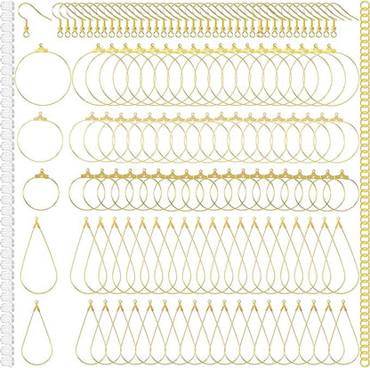 Pndeyo 700pcs Hypoallergenic Hoop Earrings Making Kit, Mix Size Earring Beading Hooks for Women, Spring Earring Wire Hooks Pads Accessories for DIY Jewelry Making- Gold