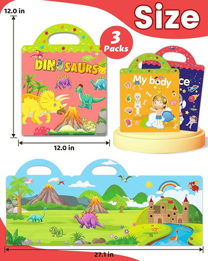 Reusable Sticker Book for Toddlers 2-4 Years, Stickers for Kids, Toddler Sticker Book Ages 1-3, Toddler Craft Activities, Toddlers Travel Toys Ages 2+ Boy Girl Birthday Gifts