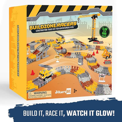 JITTERYGIT Construction Race Track Site Toy - Including Sandbox Vehicles, Trucks, Excavator, Bulldozer, Dump Truck, Crane - Birthday Gift for Kids, Boys, Girls, Toddlers for Ages 3 4 5 6 7 8 Year Old
