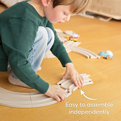 HABA Cars Expansion Set - 8 Pieces of Track - Sustainable Made from Recycled Wood - for Children from 2 Years