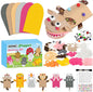 WATINC 6Pcs Hand Puppet Making Kit, Art Craft Felt Sock Puppet Toys, Creative DIY Make Your Own Pompoms Wiggle Googly Eyes Storytelling Role Play Party Supplies Gift for Girls Boys (Farm Animals B)