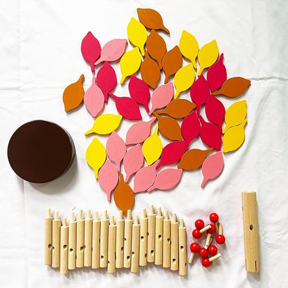 Early Childhood Education Building Blocks Wooden Assembling Tree Combination Boys and Girls DIY Disassembly Combination Puzzles Educational Toys Home Office Decoration(Yellow)-3 Yrs+