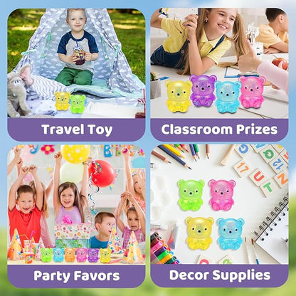 12Pack Fidget Toys Squishy ，Cute Bear Squeeze Ball , Stress Balls for Stress Relief，Pull Stretch Classroom Prize Party Favors Toys for Kids